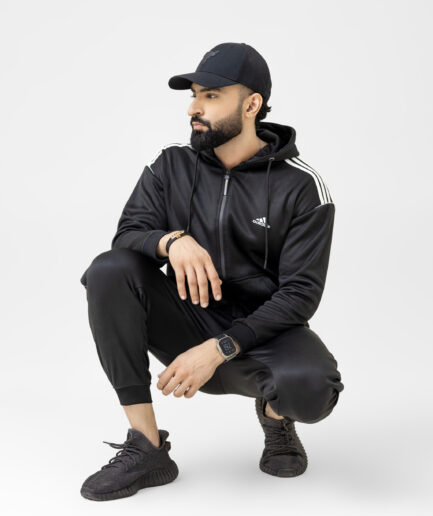 Black Addidas track suit